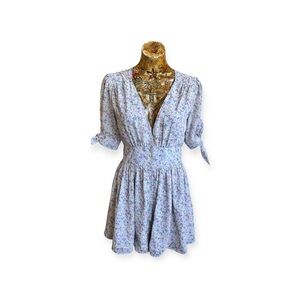 Nightwalker mini dress floral lavender v neck short sleeve summer small